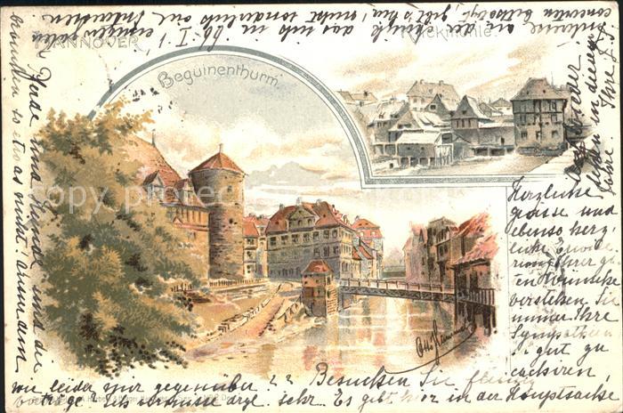 HANNOVER  CITY Beguinenturm Leine Bruecke Kuenstlerkarte Reichspost