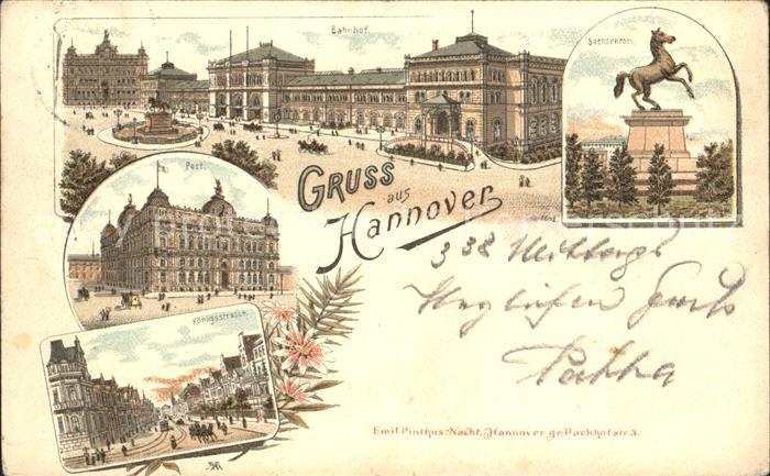 HANNOVER  CITY Ernst August Platz Bahnhof Sachsenross Post Koenigstrasse Reichsp