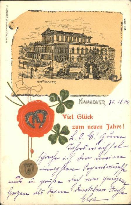 HANNOVER  CITY Hoftheater Hufeisen Siegel Kleeblatt Neujahrskarte