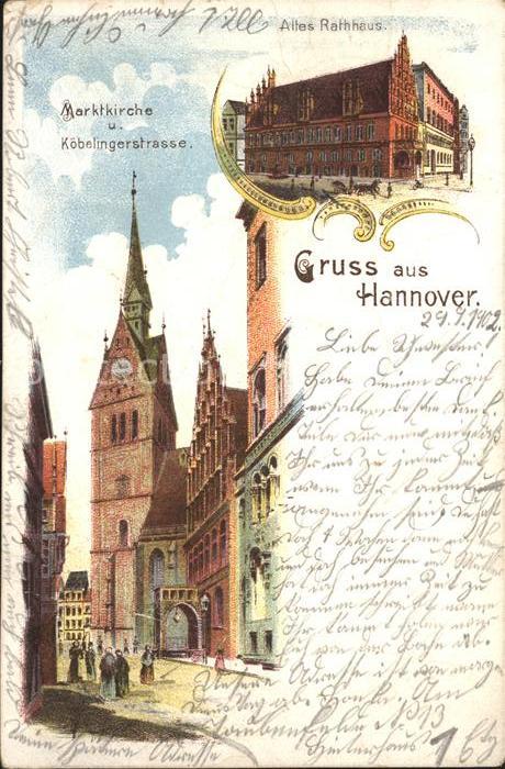 HANNOVER  CITY Marktkirche und Koebelingerstrasse Altes Rathaus Reichspost