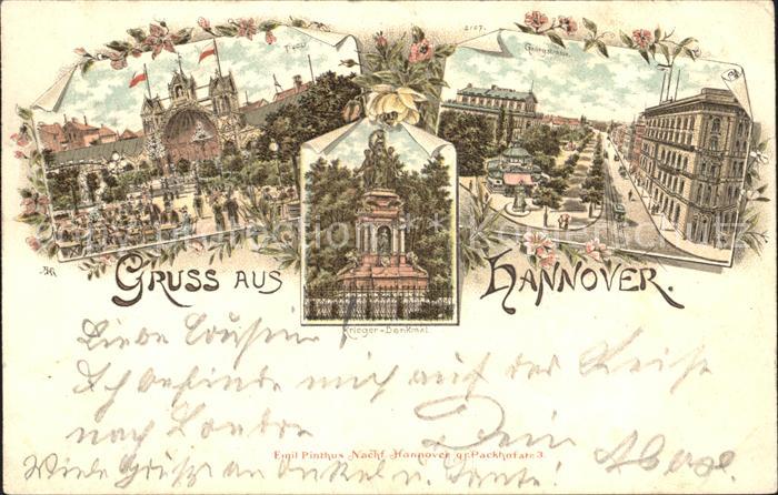 HANNOVER  CITY Tivoli Musikpavillon Georgstrasse Kriegerdenkmal Bahnpost Reichsp
