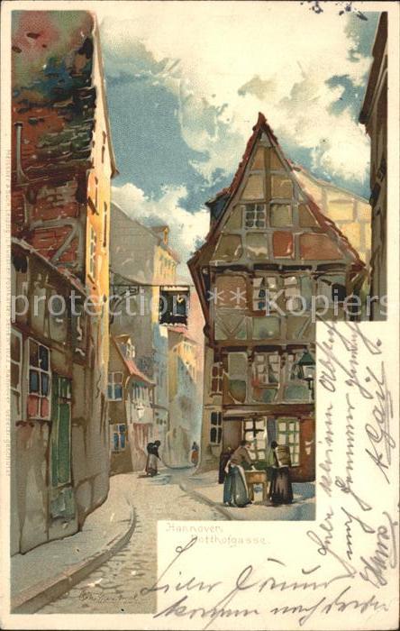 HANNOVER  CITY Potthofgasse Fachwerkhaeuser Kuenstlerkarte