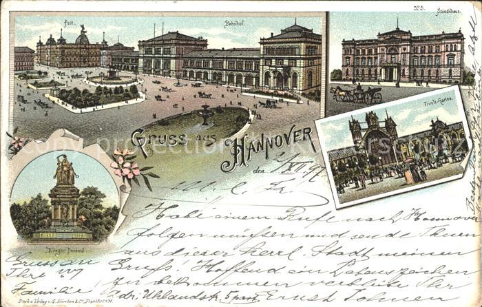HANNOVER  CITY Ernst August Platz Post Bahnhof Staendehaus Tivoli Garten Krieger