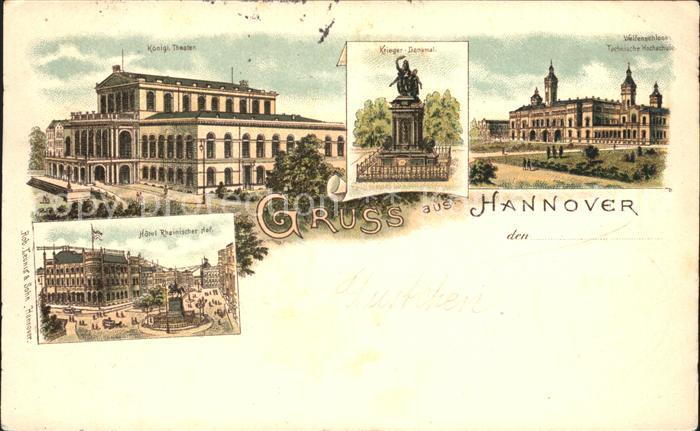 HANNOVER  CITY Koenigliches Theater Kriegerdenkmal Welfenschloss Hochschule Hote