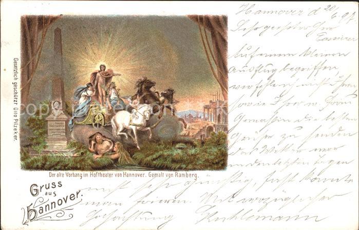 HANNOVER  CITY Alter Vorhang im Hoftheater gemalt von Ramberg Reichspost