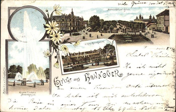HANNOVER  CITY Herrenhaeuser Allee Grosse Fontaene Schloss Herrenhausen Reichspo