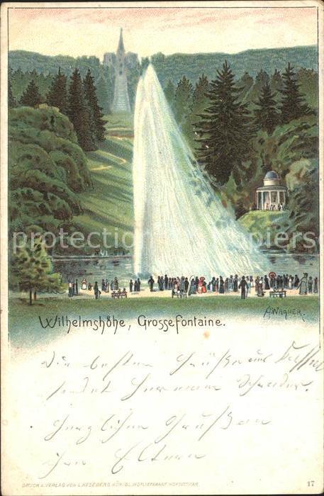 Wilhelmshoehe Kassel Grosse Fontaine Herkules Kuenstlerkarte Bahnpost