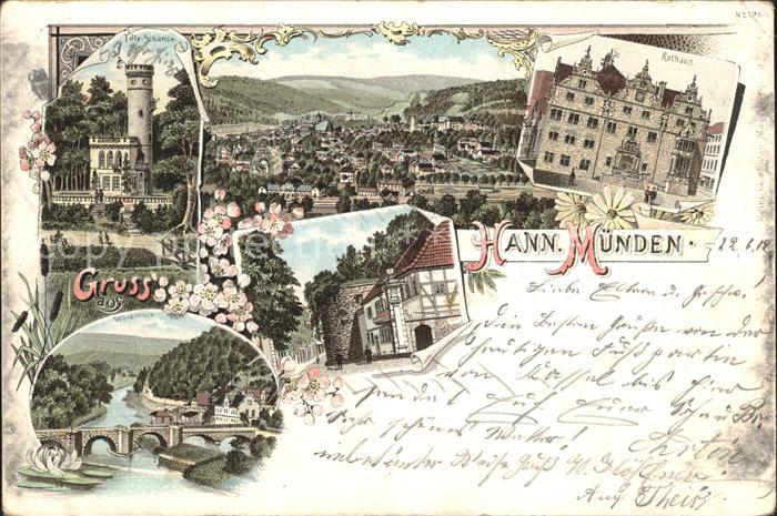 Hann. Muenden Tillyschanze Weserblick Bruecke Rathaus