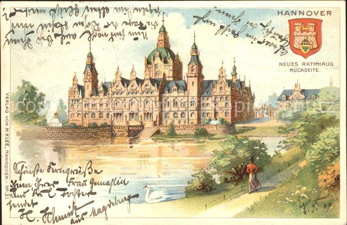 HANNOVER  CITY Neues Rathaus Wappen Kuenstlerkarte Reichspost