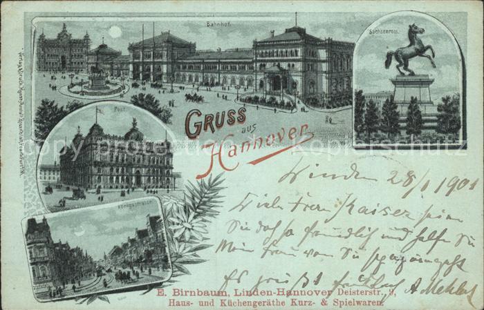 HANNOVER  CITY Ernst August Platz Bahnhof Sachsenross Post Koenigsstrasse Reichs
