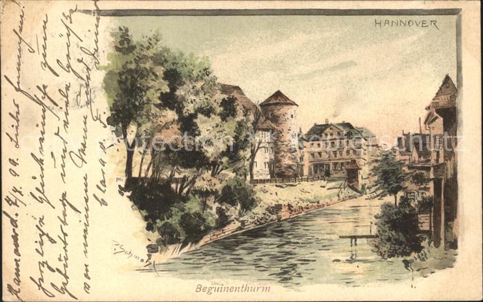 HANNOVER  CITY Beguinenturm Leine Kuenstlerkarte