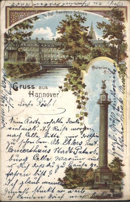 HANNOVER  CITY Kgl Residenz Schloss Waterloo Saeule Reichspost