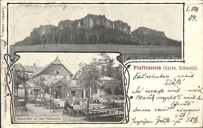 Pfaffenstein Koenigstein Saechsische Schweiz Tafelberg Elbsandsteingebirge Resta
