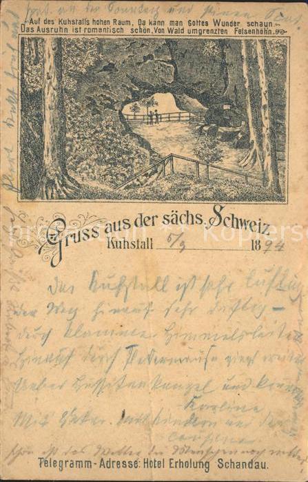 Schandau Bad Kuhstall Felsentor Elbsandsteingebirge Reichspost