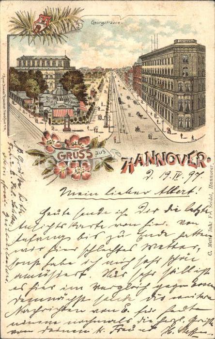 HANNOVER  CITY Georgstrasse Litho Reichspost
