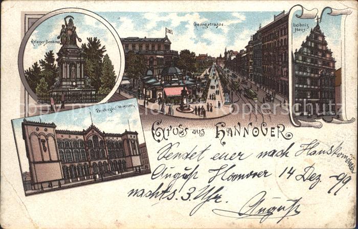 HANNOVER  CITY Kriegerdenkmal Georgstrasse Leibnizhaus Provinzial Museum