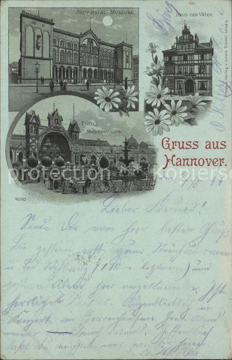HANNOVER  CITY Provinzial Museum im Mondschein Haus der Vaeter Tivoli Musikpavil