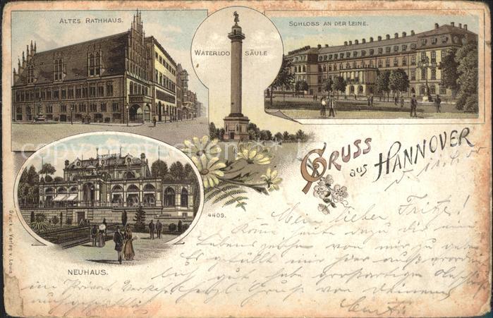 HANNOVER  CITY Altes Rathaus Waterloo Saeule Schloss Neuhaus Reichspost