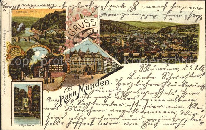 Hann. Muenden Weserblick Tillyschanze Aussichtsturm Rathaus