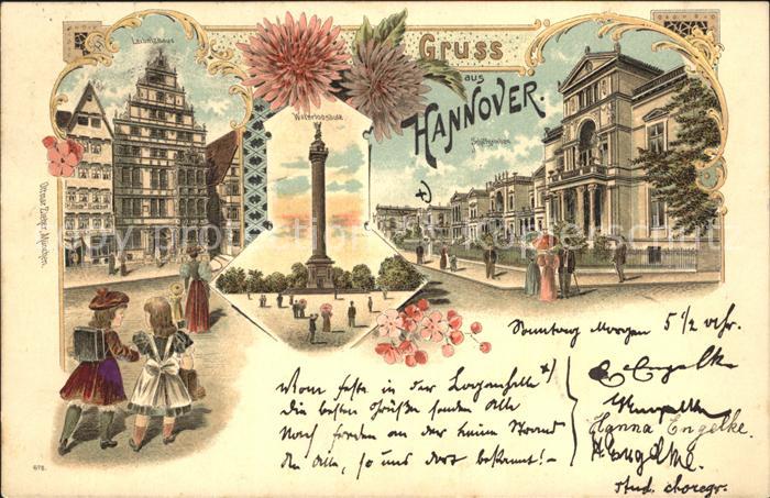 HANNOVER  CITY Leibnizhaus Waterloo Saeule Schiffgraben