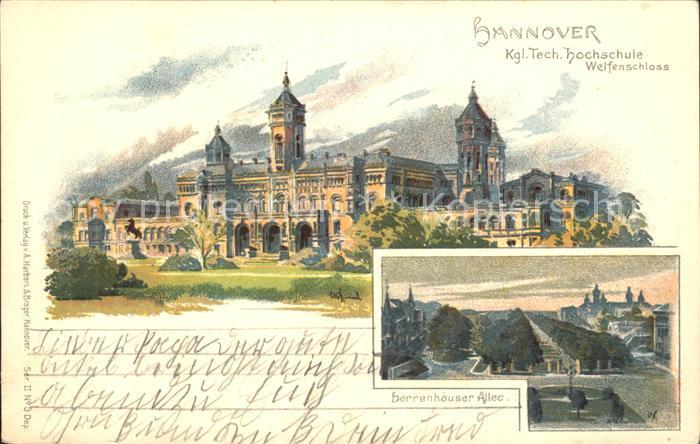 HANNOVER  CITY Kgl Technische Hochschule Welfenschloss Herrenhaeuser Allee