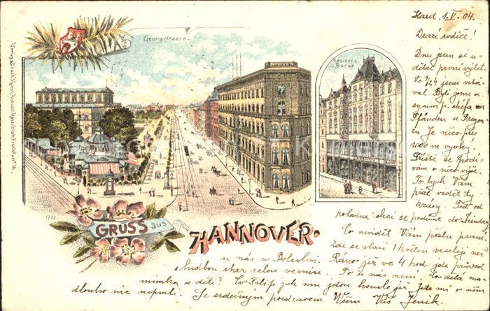HANNOVER  CITY Georgstrasse Residenz Basar Litho Reichspost