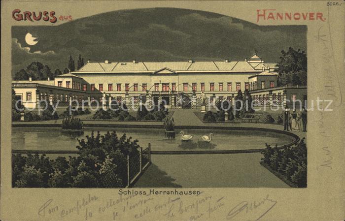 Herrenhausen Hannover Schloss im Mondschein Schwanenteich