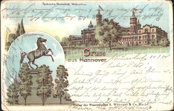HANNOVER  CITY Technische Hochschule Welfenschloss Sachsenross Reichspost