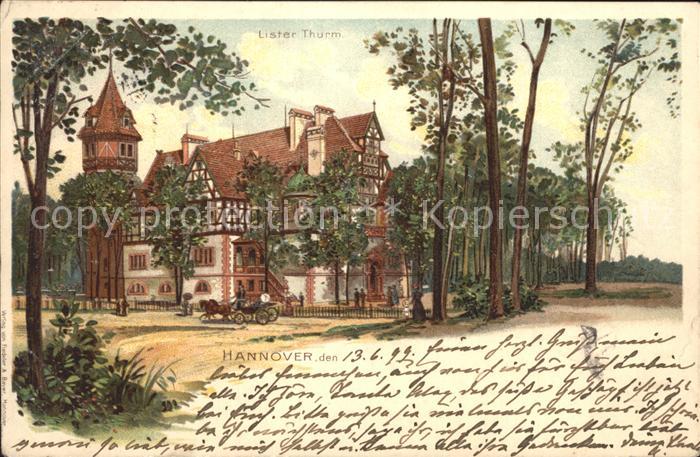 HANNOVER  CITY Lister Turm Kuenstlerkarte Reichspost