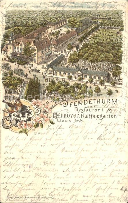 HANNOVER  CITY Restaurant Pferdeturm Kaffeegarten Litho