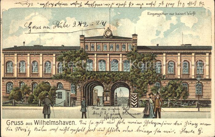Wilhelmshaven  CITY Eingangstor zur kaiserlichen Werft Litho