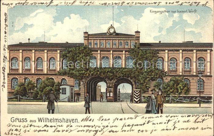 Wilhelmshaven  CITY Eingangstor zur kaiserlichen Werft Litho