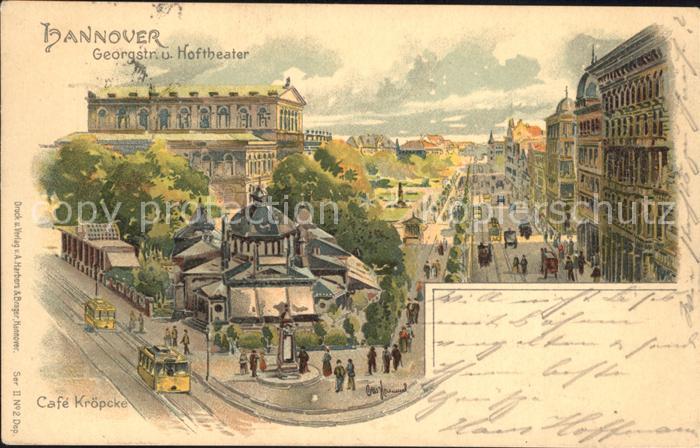HANNOVER  CITY Georgstrasse Hoftheater Cafe Kroepcke Kuenstlerkarte Reichspost