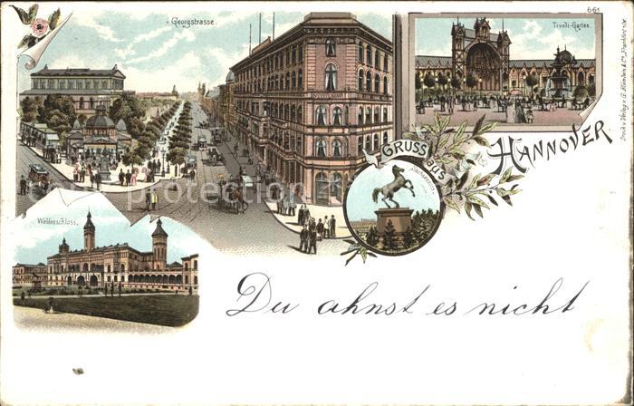 HANNOVER  CITY Georgstrasse Tivoli Garten Welfenschloss Hochschule Sachsenross R