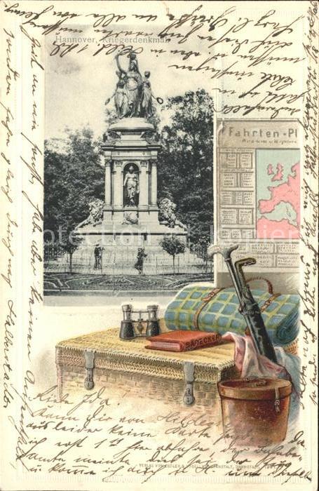 HANNOVER  CITY Kriegerdenkmal Fernglas Koffer Buch Fahrtenplan