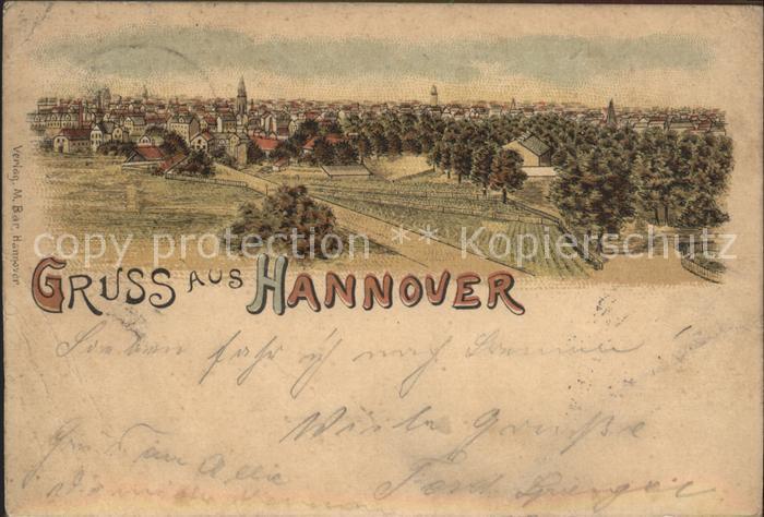 HANNOVER  CITY Gesamtansicht Litho Reichspost Bahnpost