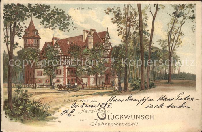 HANNOVER  CITY Lister Turm Neujahrskarte Kuenstlerkarte