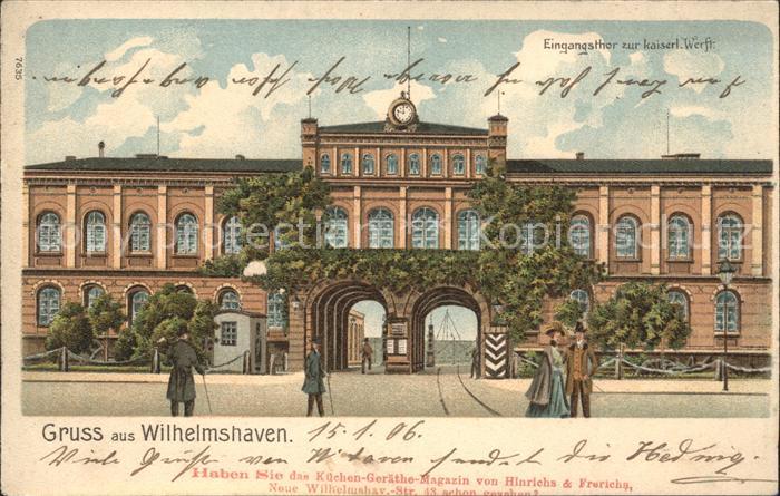 Wilhelmshaven  CITY Eingangstor zur kaiserlichen Werft Litho