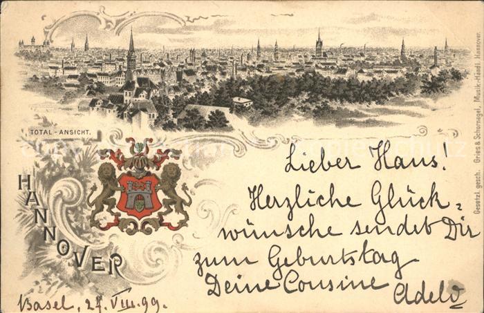 HANNOVER  CITY Totalansicht Wappen Reichspost