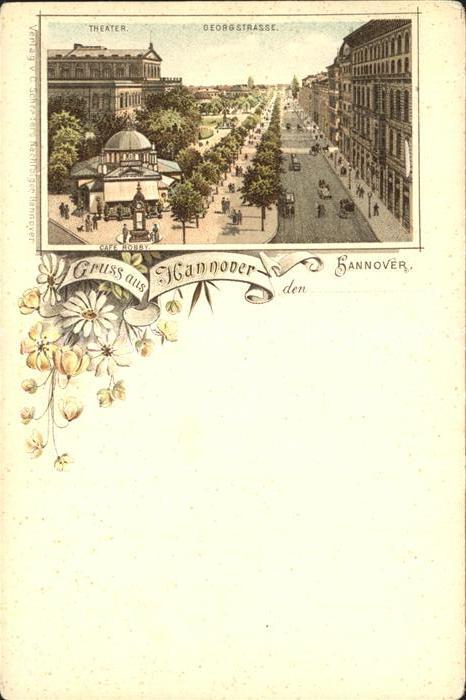 HANNOVER  CITY Theater Cafe Georgstrasse Litho