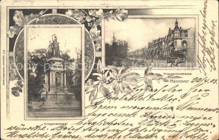 HANNOVER  CITY Tiergartenstrasse Kriegerdenkmal