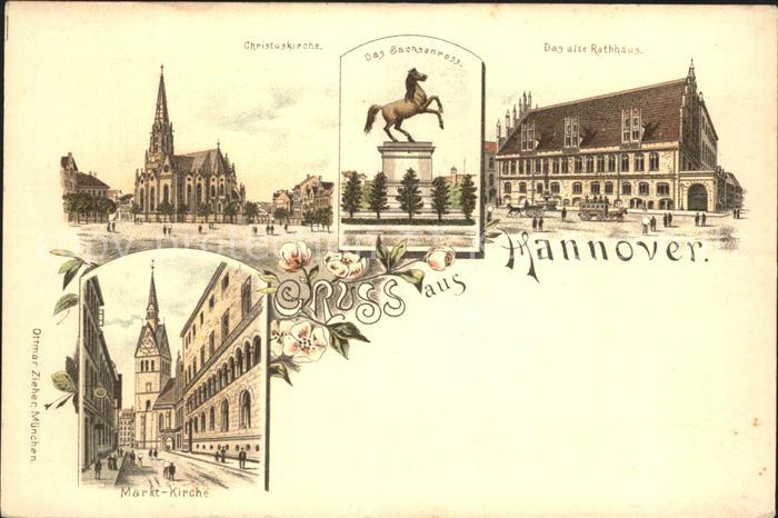 HANNOVER  CITY Marktkirche Christuskirche Sachsenross Rathaus