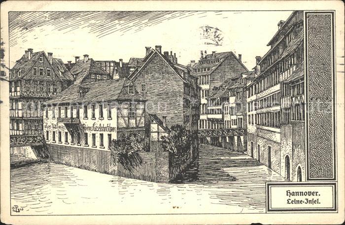 HANNOVER  CITY Leine Insel Kuenstlerkarte