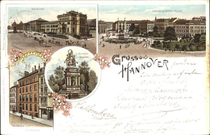 HANNOVER  CITY Bahnhof Ernst August Platz Kriegerdenkmal Herberge zur Heimat Lit