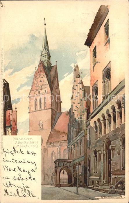HANNOVER  CITY Altes Rathaus Marktkirche Kuenstlerkarte