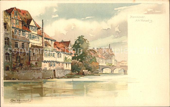 HANNOVER  CITY Alt Venedig Leine Bruecke Kuenstlerkarte