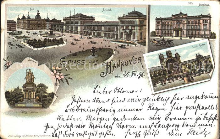 HANNOVER  CITY Ernst August Platz Bahnhof Staendehaus Tivoli Garten Kriegerdenkm