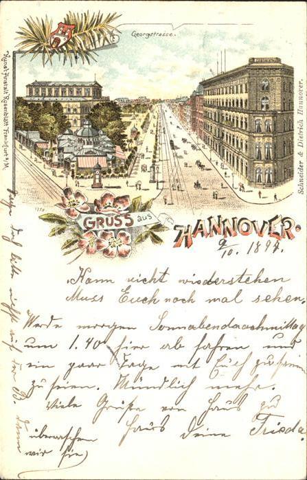 HANNOVER  CITY Georgstrasse Litho Reichspost