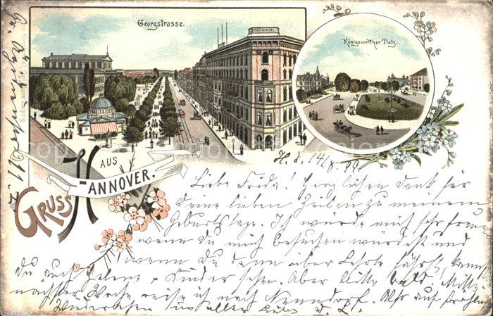 HANNOVER  CITY Georgstrasse Koenigsworther Platz Litho Reichspost
