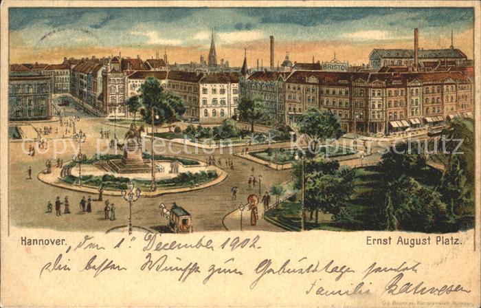 HANNOVER  CITY Ernst August Platz Denkmal Kuenstlerkarte